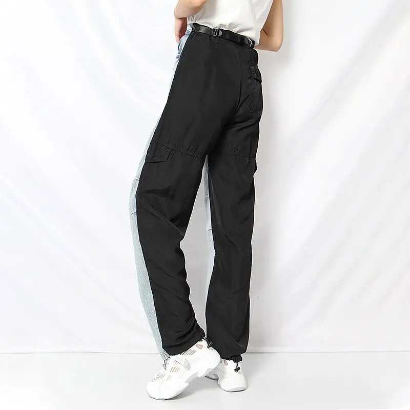 High waisted loose sports women pants ladies Casual stitching straight pants
High waisted loose sports women pants ladies Casual stitching straight pants