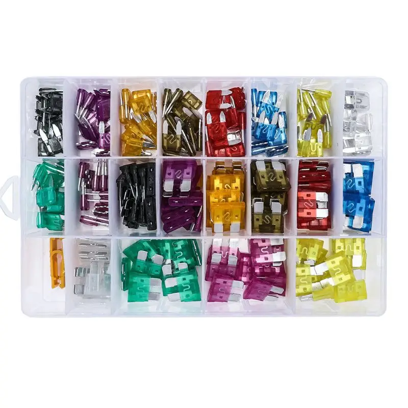 

220x Fuse Assortment Profile Middle Small Size Blade Type Auto Truck 2A 3A 5A 7.5A 10A 15A 20A 25A 30A 35A with Box Clip