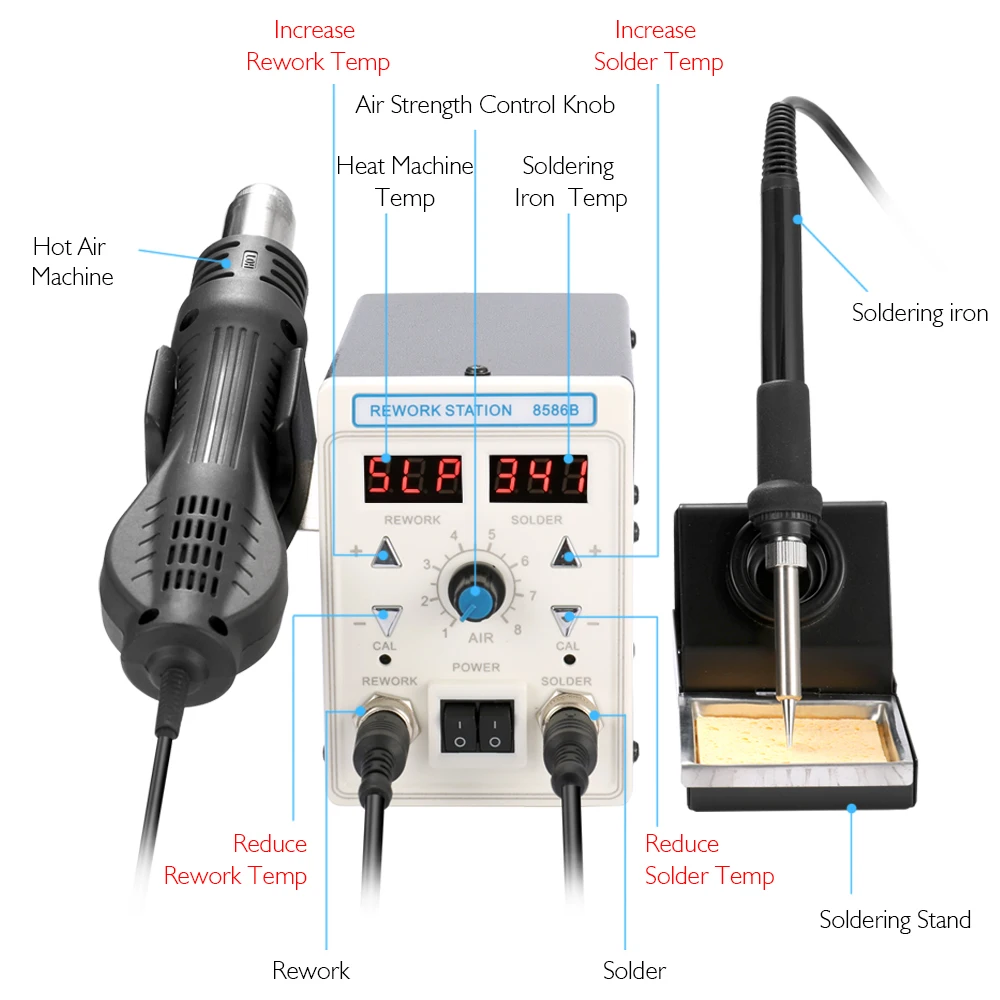 New 2 in 1 Rework Soldering Station Welding Set hot gun Soldering Iron Dual Display bga rework station hot air soldering station
New 2 in 1 Rework Soldering Station Welding Set hot gun Soldering Iron Dual Display bga rework station hot air soldering station