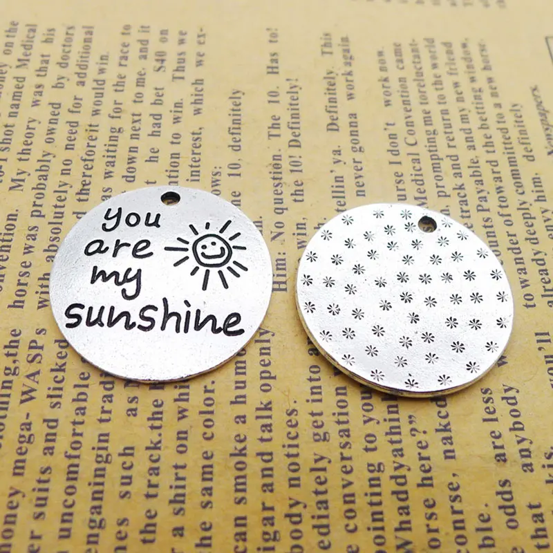 RAINXTAR Alloy 28mm Round You Are My Sunshine Charms DIY Necklace Making Pendant Charms 10pcs AAC061
RAINXTAR Alloy 28mm Round You Are My Sunshine Charms DIY Necklace Making Pendant Charms 10pcs AAC061
