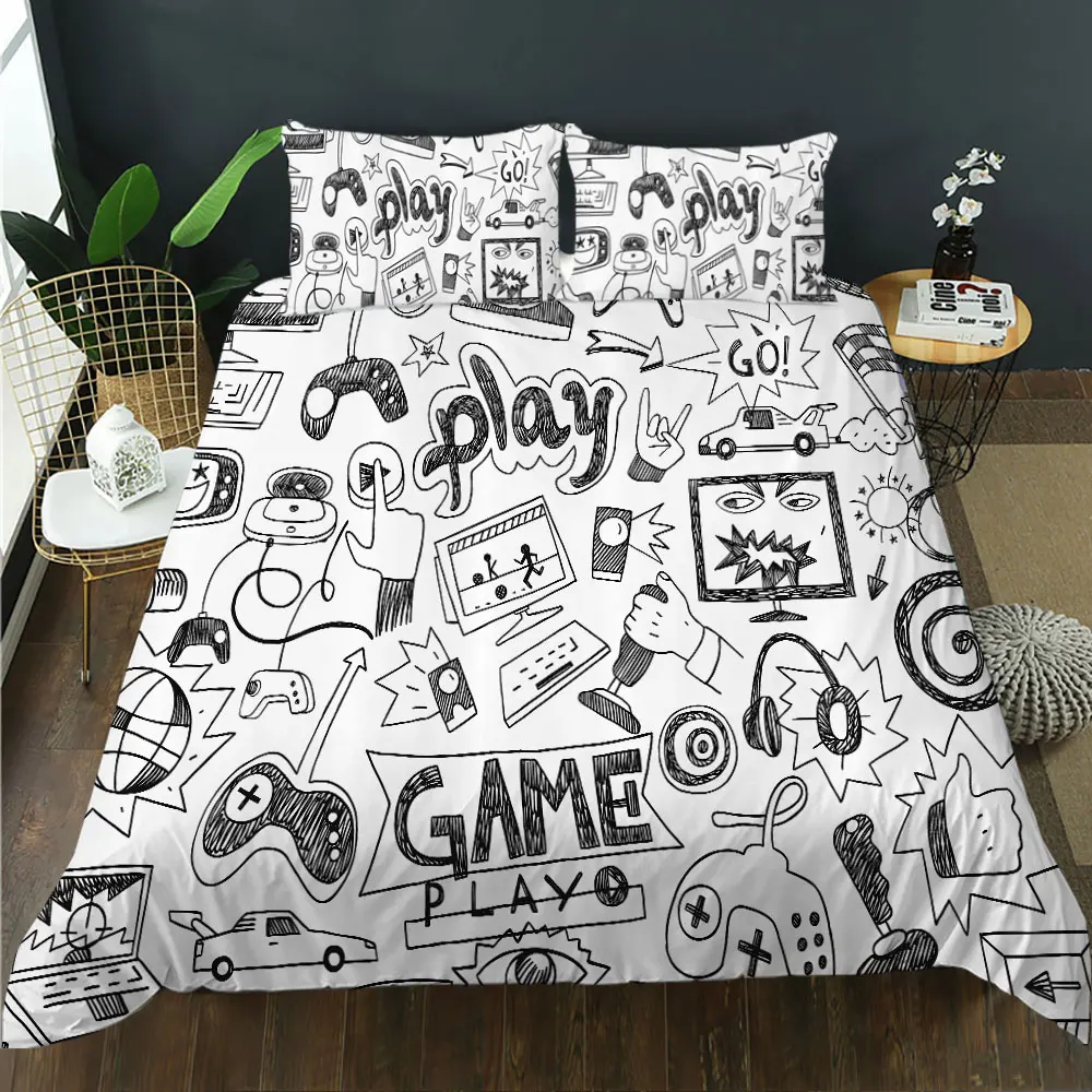 BailiPromise Bedding Set Queen Size Duvet Cover Creative Black Comforter Bed Cover Set Housse De Couette Bedclothes Game console
BailiPromise Bedding Set Queen Size Duvet Cover Creative Black Comforter Bed Cover Set Housse De Couette Bedclothes Game console