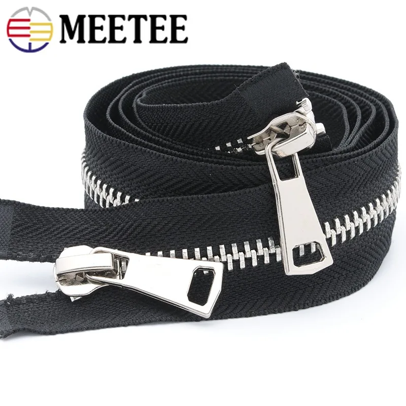 Meetee 1PC 8# 70/80/100/120cm Double Open End Metal Black Zipper Clothing Jacket Coat Outdoor DIY Sewing Accessories AP494|Молнии| |