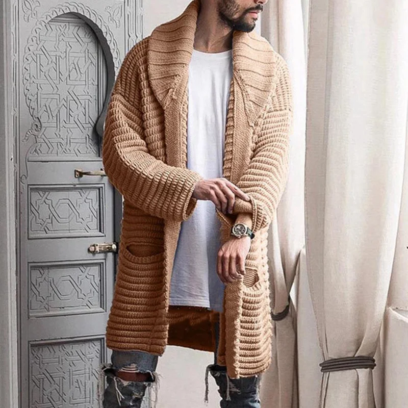 Men's Wear Knitted Sweater Loose Turn Down Collar Pockets Solid Color Knitted Long Cardigan Coat 2022 Spring Autumn Casual Male
Men's Wear Knitted Sweater Loose Turn Down Collar Pockets Solid Color Knitted Long Cardigan Coat 2022 Spring Autumn Casual Male