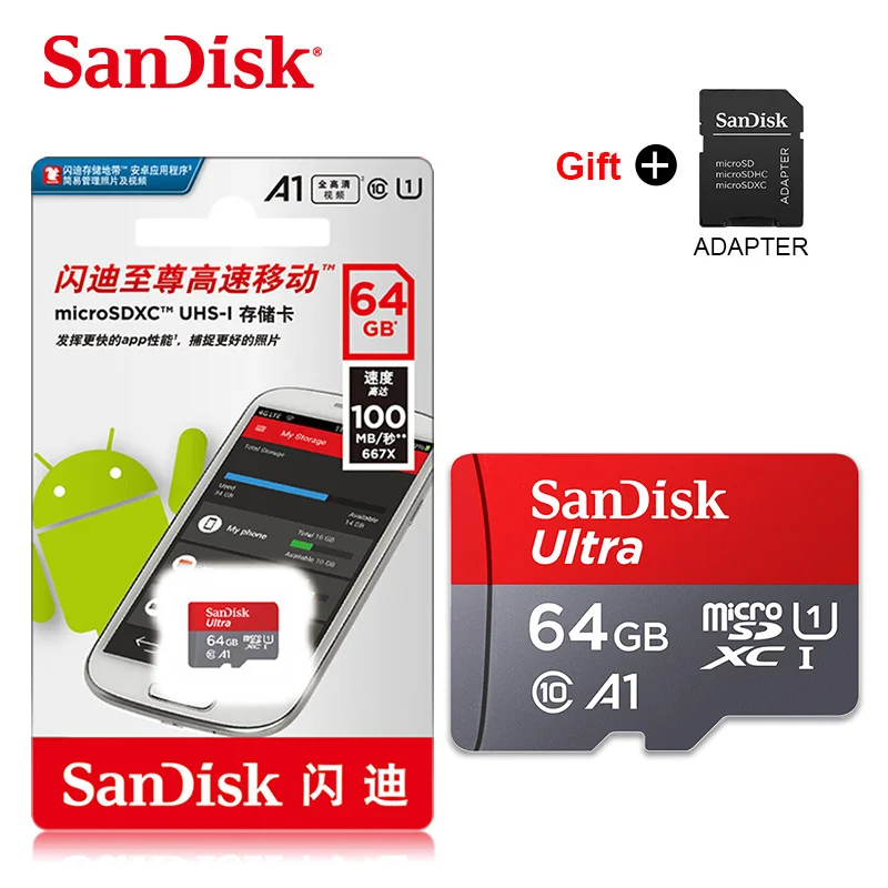 

SanDisk Ultra Memory Cards 16GB 32GB 64GB 128GB micro SD Card microSDHC microSD UHS-I tf card A1 for Smartphone 10 year warranty