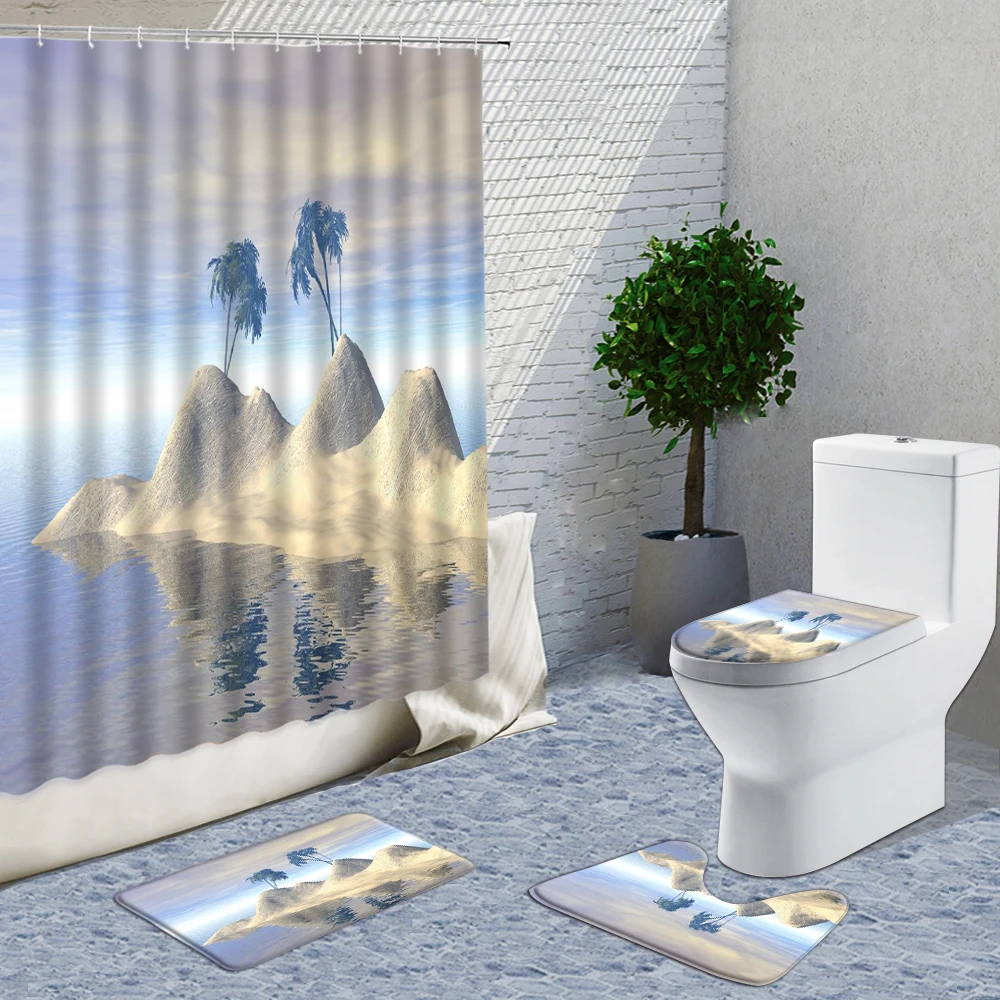 3D Palm Tree Shower Curtain Ocean White Island Bathroom Decorative Curtains Non-Slip Flannel Bath Mat Toilet Cover 4pcs Set
3D Palm Tree Shower Curtain Ocean White Island Bathroom Decorative Curtains Non-Slip Flannel Bath Mat Toilet Cover 4pcs Set