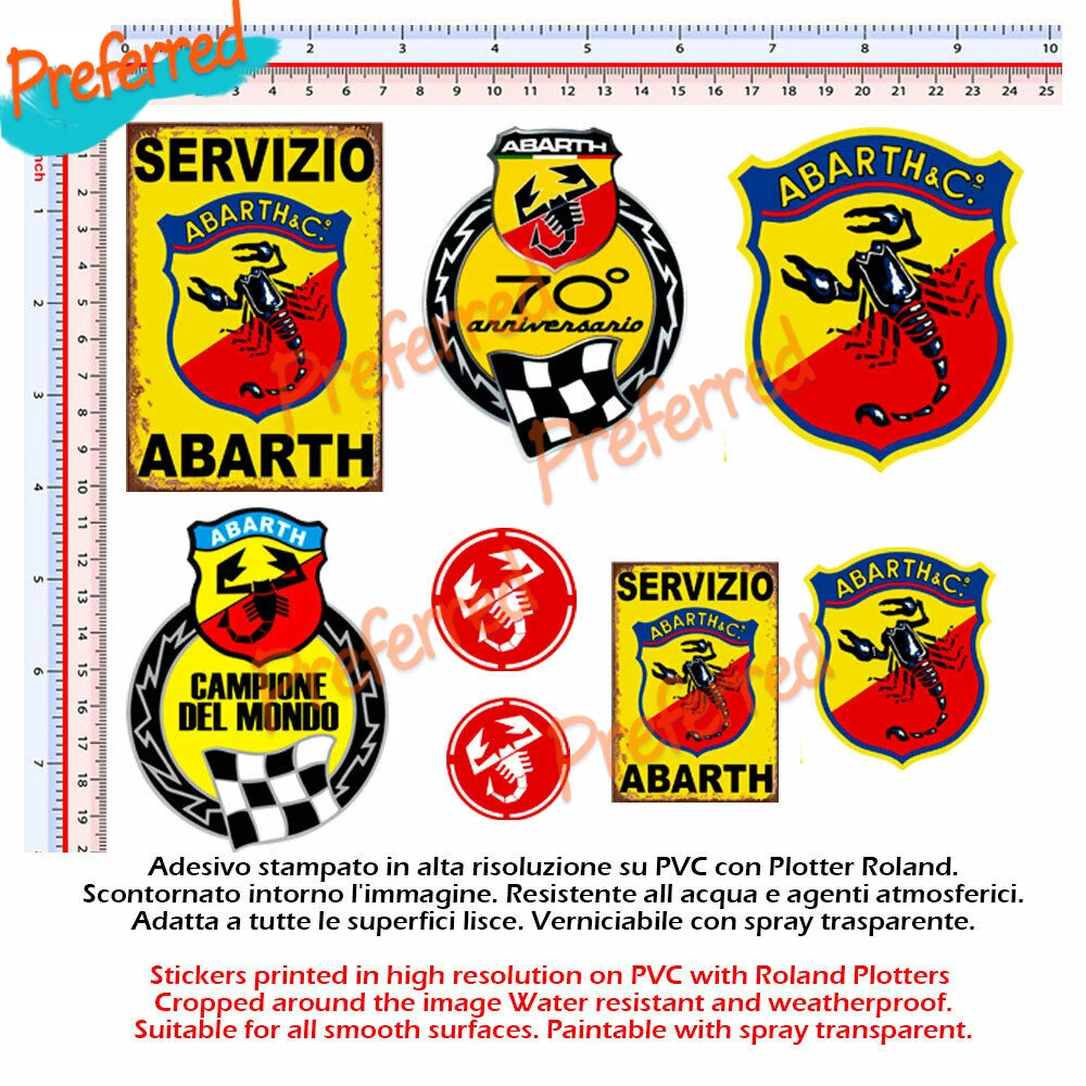 High Quality Decal Abarth Stickers Vintage Sticker Cropped Decal Car Bike Tuning Print PVC 8 Pcs
High Quality Decal Abarth Stickers Vintage Sticker Cropped Decal Car Bike Tuning Print PVC 8 Pcs