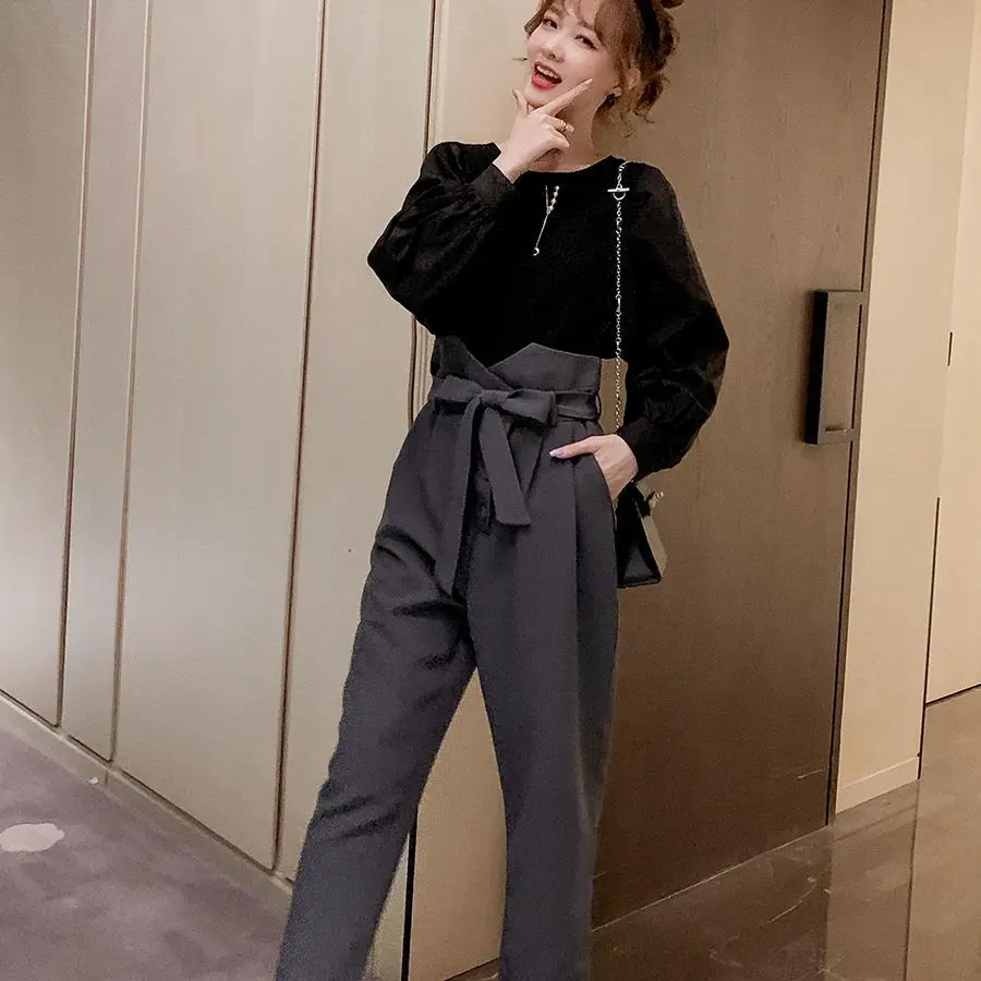Women 2021 Spring Autumn New Two-piece Sets Female Solid Color Long-sleeved Loose Tops Ladies High Waist Harem Pants Suits K02 
Women 2021 Spring Autumn New Two-piece Sets Female Solid Color Long-sleeved Loose Tops Ladies High Waist Harem Pants Suits K02