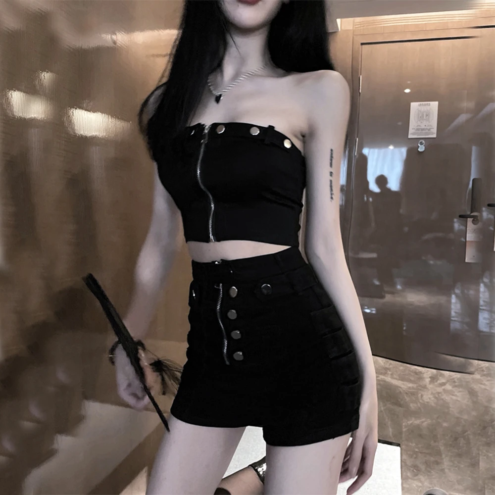 High Street Tank Top Spring Summer Fashion Hipster Simple Designer Creative Sexy Best Sellers Zipper Rivet Thin