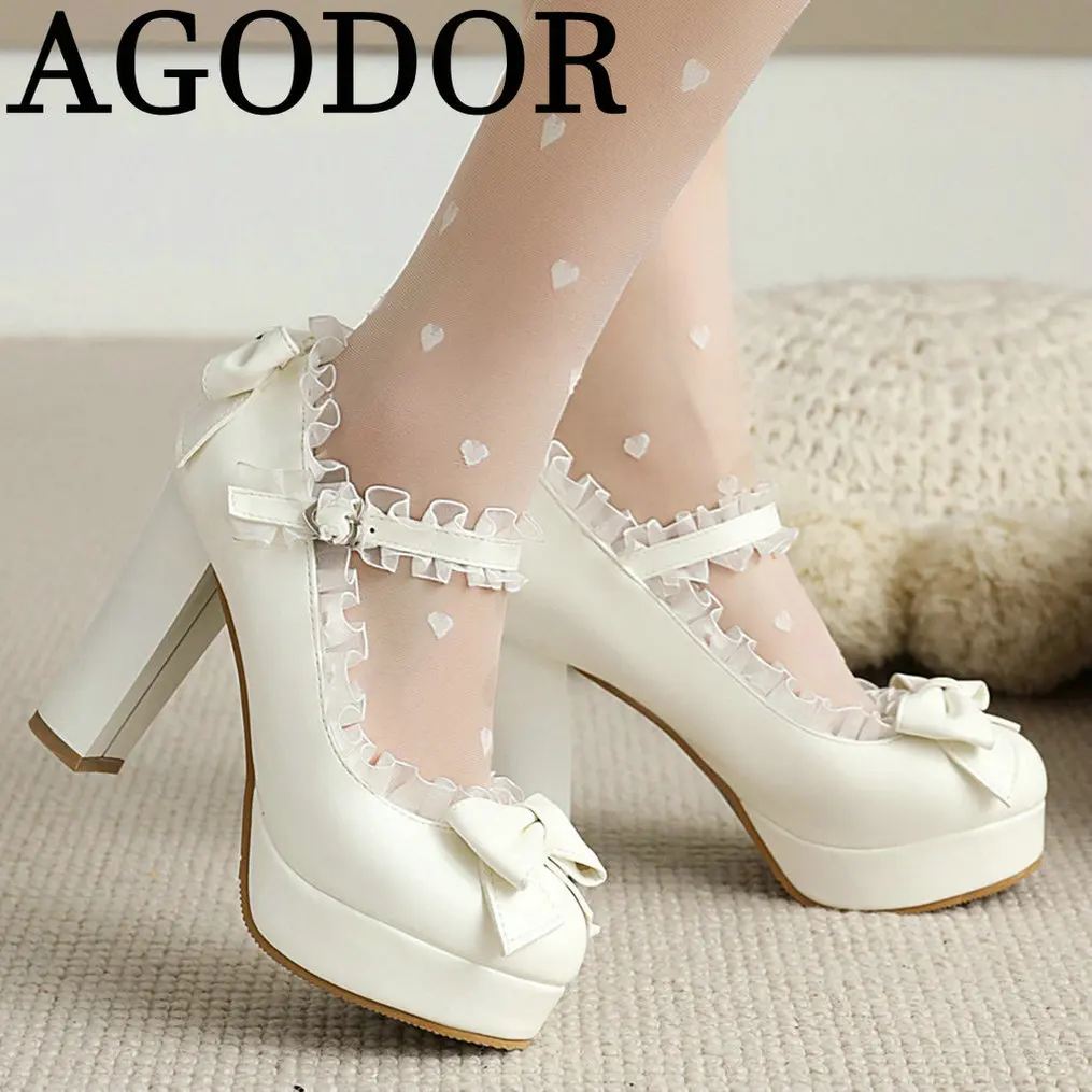 AGODOR 2021 Women Lolita Mary Janes Platform Pumps Block Heel All Match Lace Pumps with Bow Date Pumps Shoes for Women
AGODOR 2021 Women Lolita Mary Janes Platform Pumps Block Heel All Match Lace Pumps with Bow Date Pumps Shoes for Women