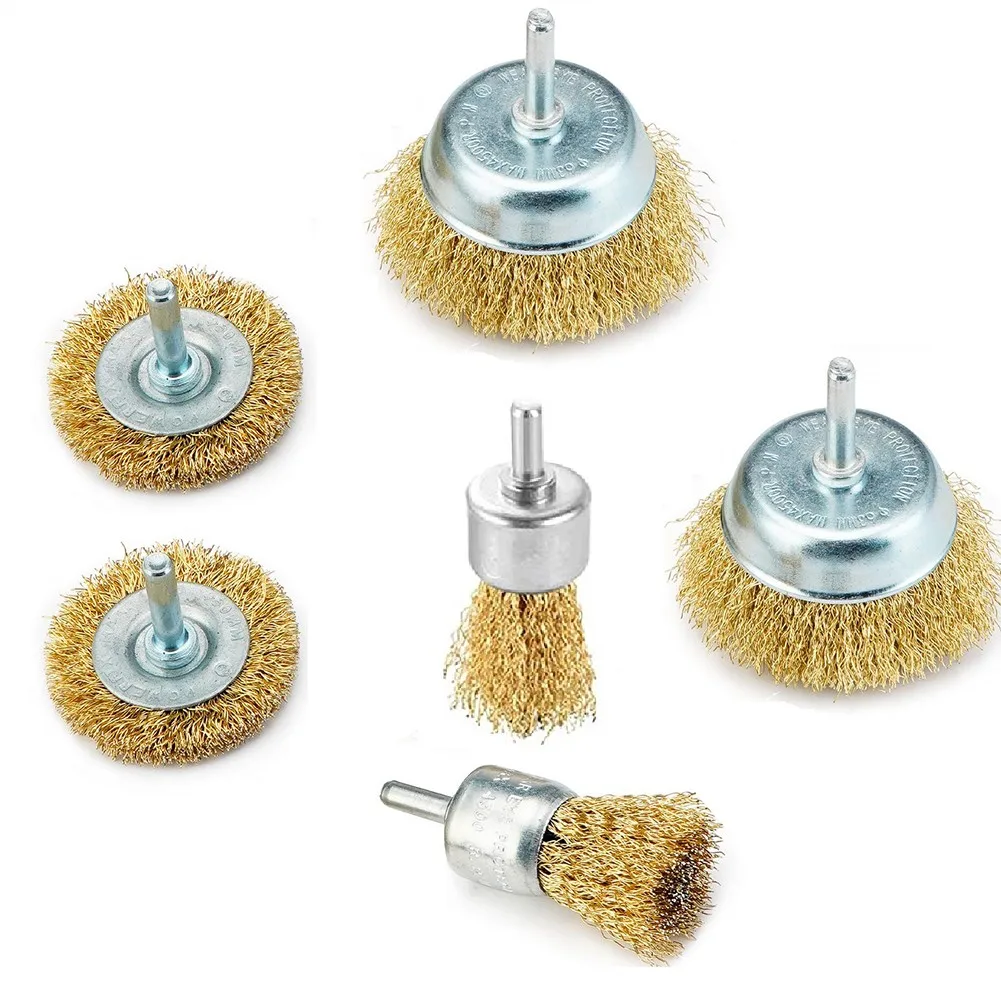 Polishing 6pcs Rotary Wire Brush Rust Removal 4500RPM Attachment Brass Coated Brush Set
Polishing 6pcs Rotary Wire Brush Rust Removal 4500RPM Attachment Brass Coated Brush Set