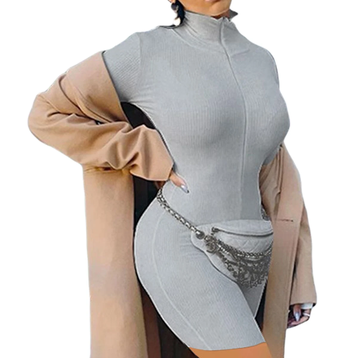 Women's Zipper Knitted Jumpsuit Fashion Sexy Turtleneck Embroidery Bodysuit Fitness Sportswear 
Women's Zipper Knitted Jumpsuit Fashion Sexy Turtleneck Embroidery Bodysuit Fitness Sportswear