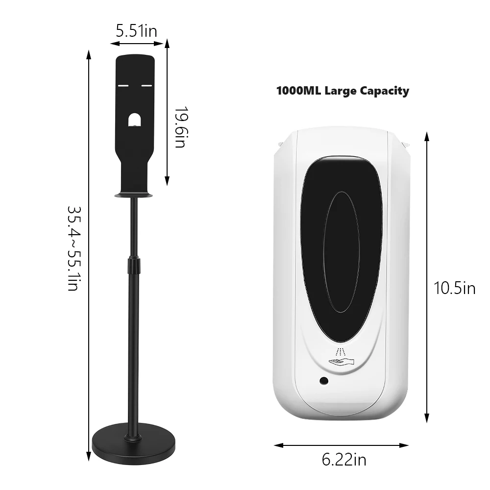 Automatic Touchless Universal Hand Sanitizer Dispenser Soap Dispenser 1000ml And Stainless Steel Floor Stand Station Kit Black 
Automatic Touchless Universal Hand Sanitizer Dispenser Soap Dispenser 1000ml And Stainless Steel Floor Stand Station Kit Black