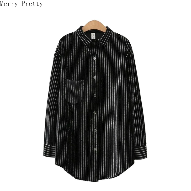 2021 Women Black Striped Blouse Shirt With Pocket Long Sleeve Turndown Collar Cotton Office Lady Shirt Casual Top Blusas Chemise 
2021 Women Black Striped Blouse Shirt With Pocket Long Sleeve Turndown Collar Cotton Office Lady Shirt Casual Top Blusas Chemise