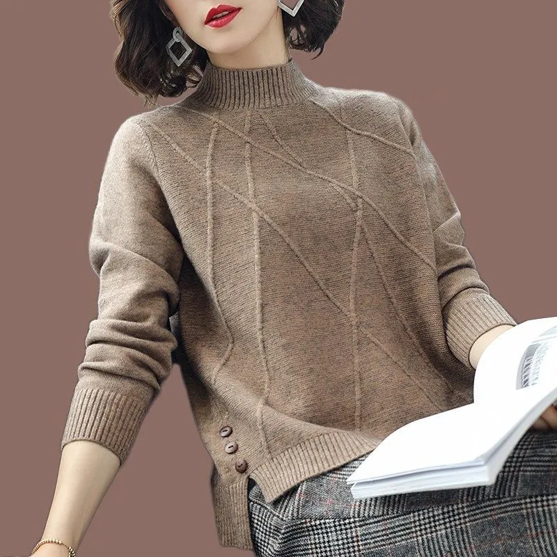 Ladies Thick Sweater Women Autumn Winter Short Loose Wild Knit Bottoming Shirt Pure Color Wild Warm Tops Autumn Half Turtleneck
Ladies Thick Sweater Women Autumn Winter Short Loose Wild Knit Bottoming Shirt Pure Color Wild Warm Tops Autumn Half Turtleneck