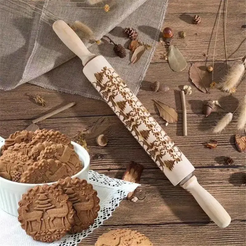 Christmas Embossed Rolling Pin Wood Carved Cookies Biscuit Fondant Dough Baking Engraved Printed Roller Holiday Gifts
Christmas Embossed Rolling Pin Wood Carved Cookies Biscuit Fondant Dough Baking Engraved Printed Roller Holiday Gifts