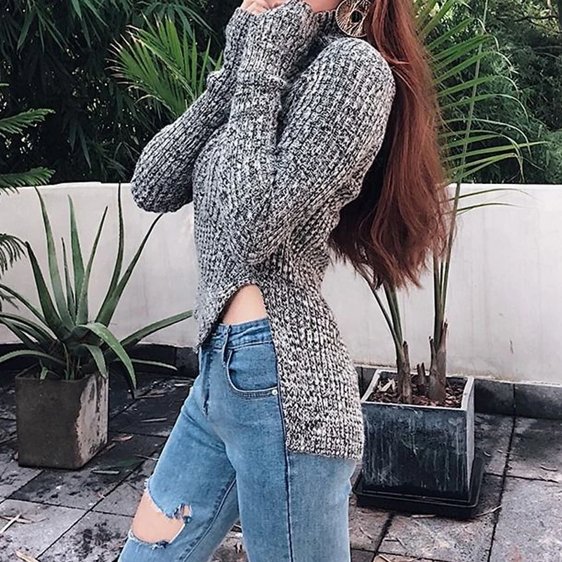 Autumn Women Turtleneck Split Basic Long Sleeve Knitted Sweater Winter Casual Pullovers Skinny Ladies Warm Irregular Tops
Autumn Women Turtleneck Split Basic Long Sleeve Knitted Sweater Winter Casual Pullovers Skinny Ladies Warm Irregular Tops