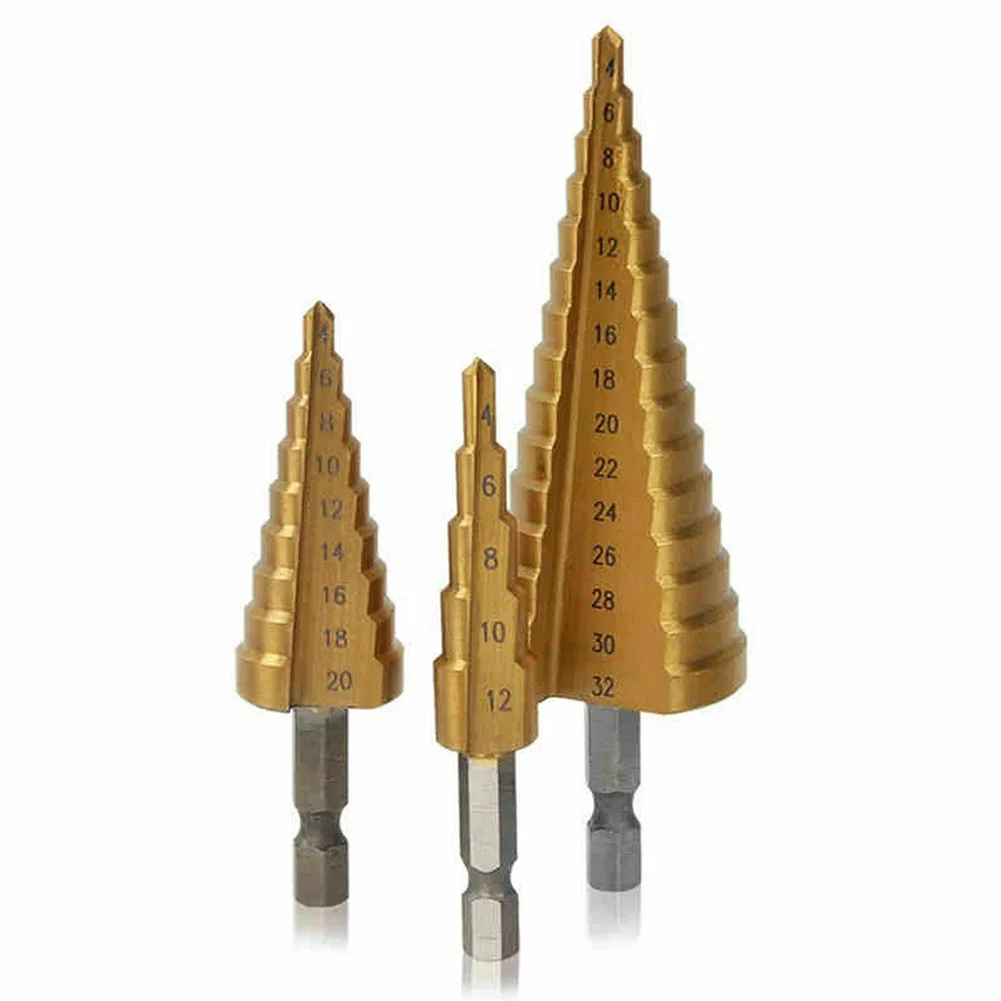 3pcs HSS Titanium Drill Bit 4-12 4-20 4-32 Drilling Power Tools Metal High Speed Steel Wood Hole Cutter Cone Drill
3pcs HSS Titanium Drill Bit 4-12 4-20 4-32 Drilling Power Tools Metal High Speed Steel Wood Hole Cutter Cone Drill