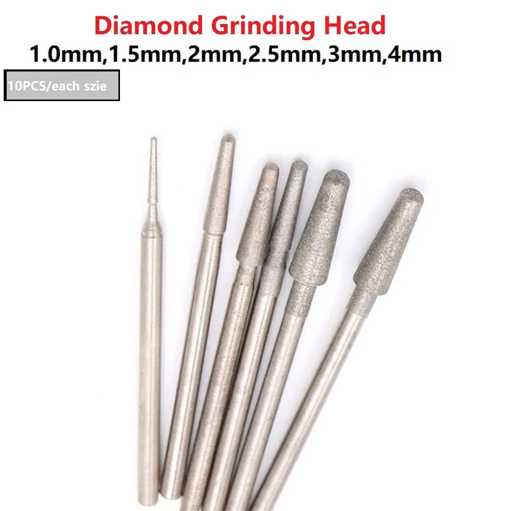 10Pcs 1-4mm Diamond Grinding Head Needle Bits Burrs Engraving Carving Tool 2.35mm Shank D Needle
10Pcs 1-4mm Diamond Grinding Head Needle Bits Burrs Engraving Carving Tool 2.35mm Shank D Needle