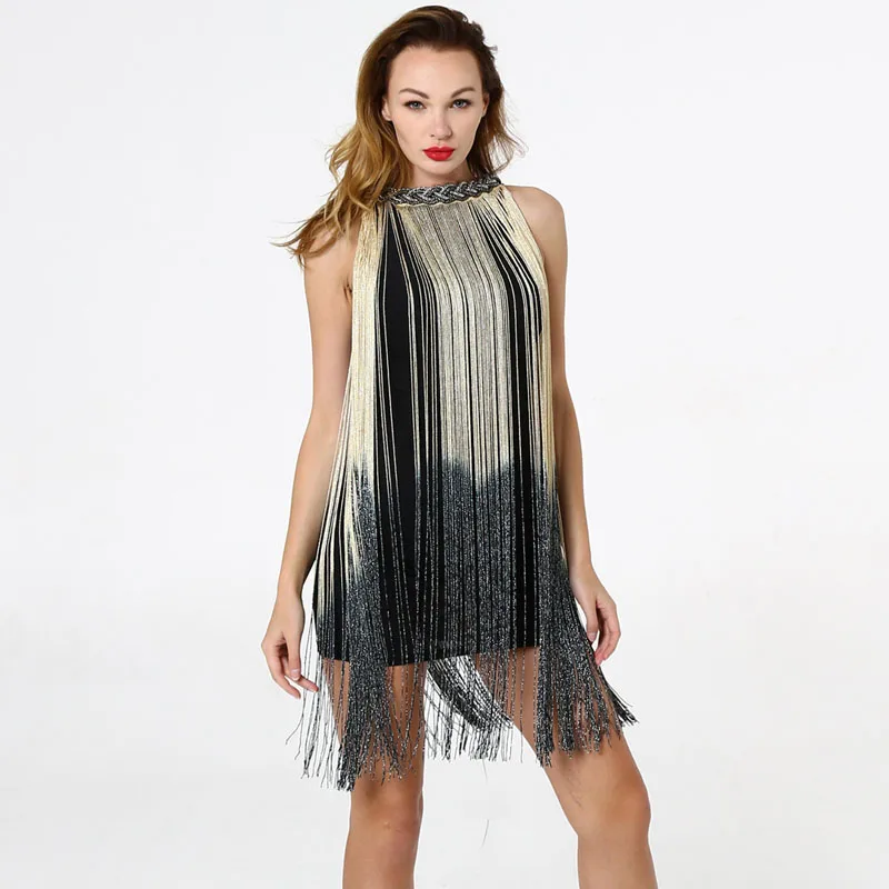 European and American chain Halter gradual-changed fringe sexy slim fit package hip sleeveless dress small dress dance skirt
European and American chain Halter gradual-changed fringe sexy slim fit package hip sleeveless dress small dress dance skirt