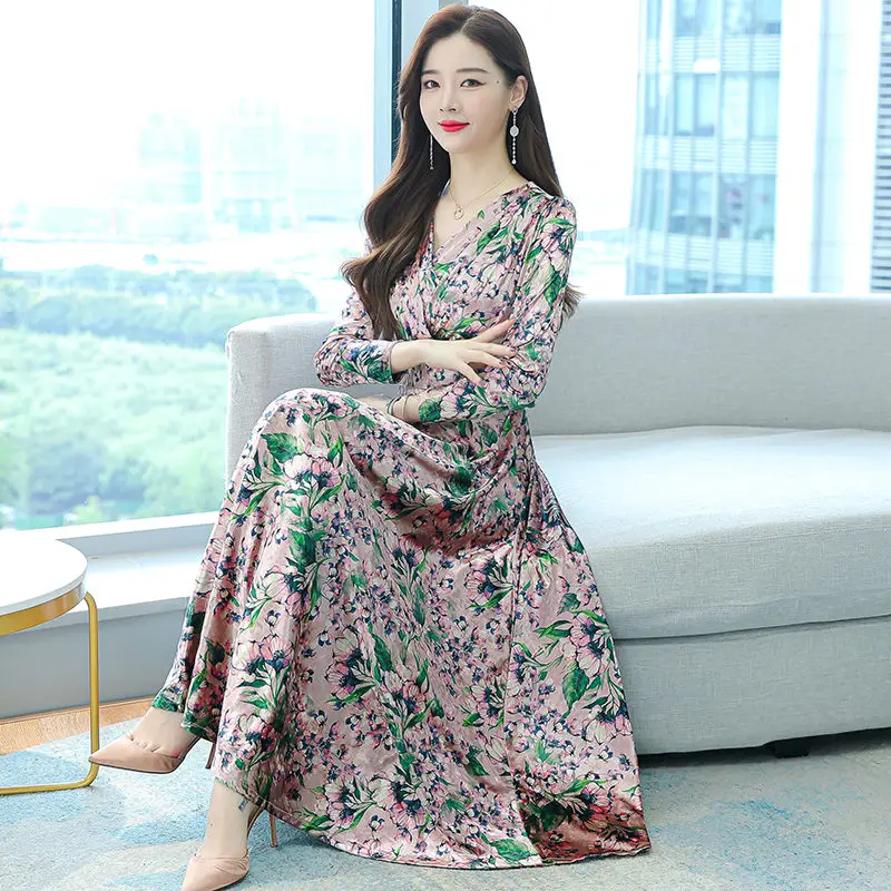 Autumn New Dress 2021 V Collar Full Sleeve Temperament French Slimming Elegant Long Dress Printed Fashion Female Vestidos M832
Autumn New Dress 2021 V Collar Full Sleeve Temperament French Slimming Elegant Long Dress Printed Fashion Female Vestidos M832