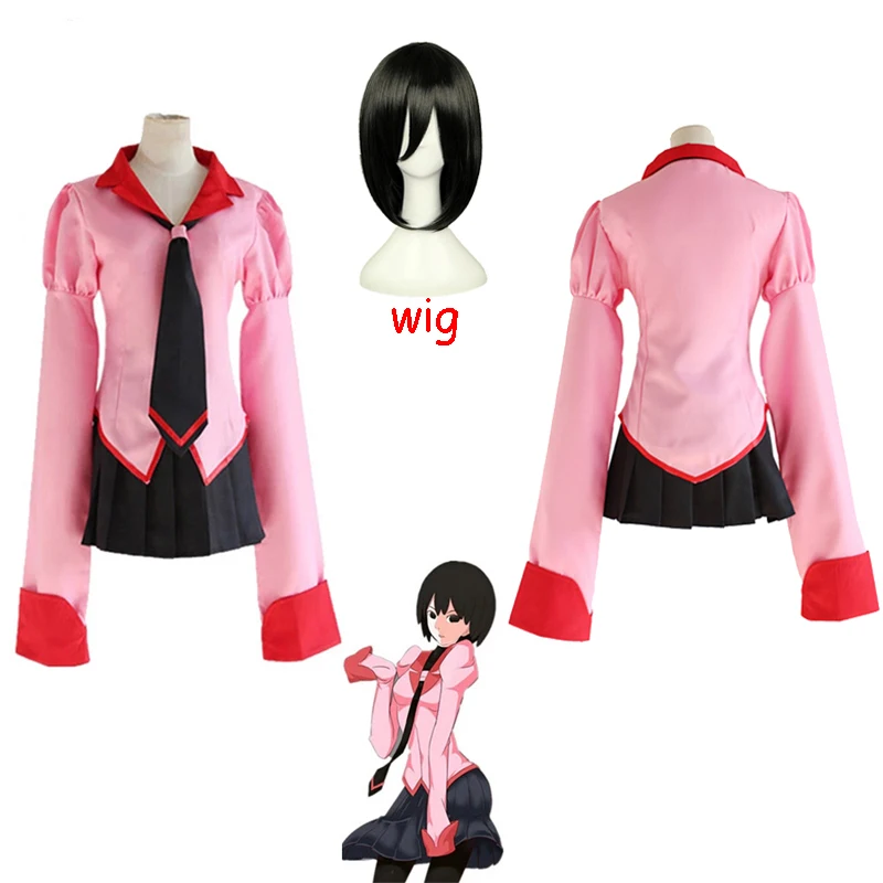 Owarimonogatari Oshino Ougi аниме Косплэй парики Bakemonogatari Хэллоуин вечерние розовый Школьная