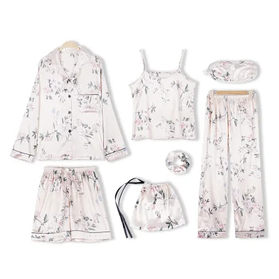 Popular In Spring, Summer, Autumn and Winter South Korean Silk Strawberry Seven Piece Pajamas Long Sleeve Sweet Silk Home Suit
Popular In Spring, Summer, Autumn and Winter South Korean Silk Strawberry Seven Piece Pajamas Long Sleeve Sweet Silk Home Suit
