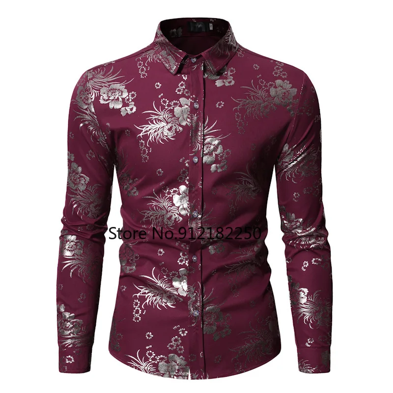 Fashion Bronzing Floral Nightclub Shirt Men Camisas Hombre 2021 Brand Slim Fit Long Sleeve Mens Dress Shirts Business Chemise
Fashion Bronzing Floral Nightclub Shirt Men Camisas Hombre 2021 Brand Slim Fit Long Sleeve Mens Dress Shirts Business Chemise