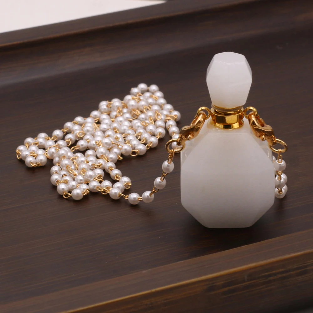Natural Stone Perfume Bottle Necklace Pearl Chain White Jade Pendant Charms Jewelry For Elegant Women Love Romantic Gift 80 CM
Natural Stone Perfume Bottle Necklace Pearl Chain White Jade Pendant Charms Jewelry For Elegant Women Love Romantic Gift 80 CM