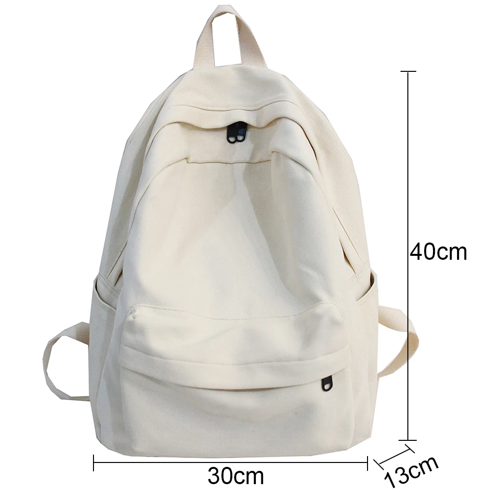 Школьный женский белый Рюкзак Kawaii Женская хлопковая холщовая школьная сумка