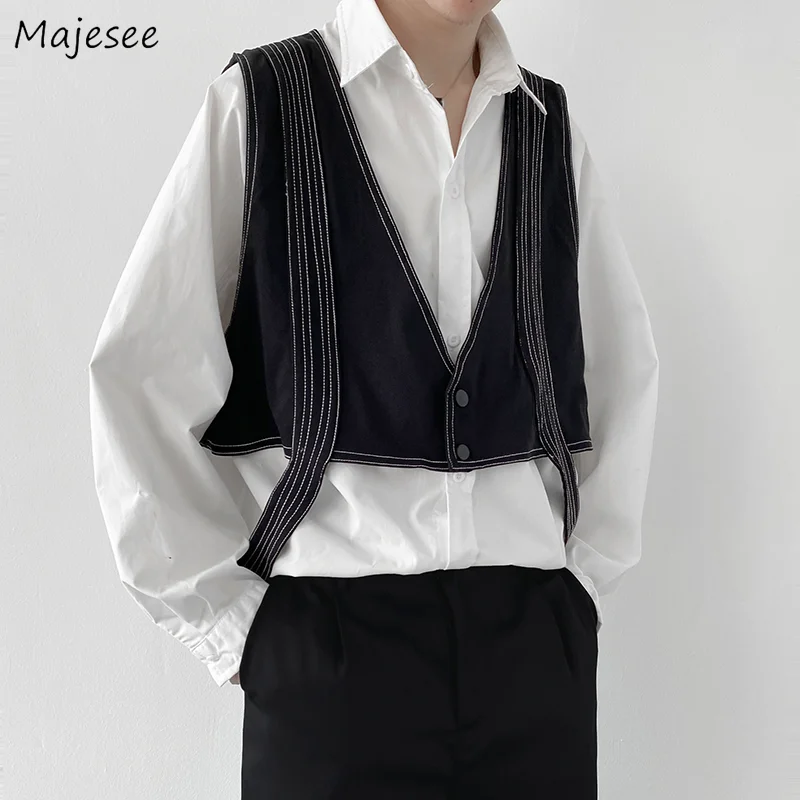 Men Tactical Vest Design V-neck Single Breasted Cropped Tops Sleeveless New Fashion Waistcoats Male Loose Patchwork Mens Vests
Men Tactical Vest Design V-neck Single Breasted Cropped Tops Sleeveless New Fashion Waistcoats Male Loose Patchwork Mens Vests