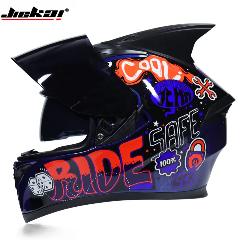 Мотоцикл JIEKAI шлем для мотокросса гоночный мотоциклетный на все лицо с двойным