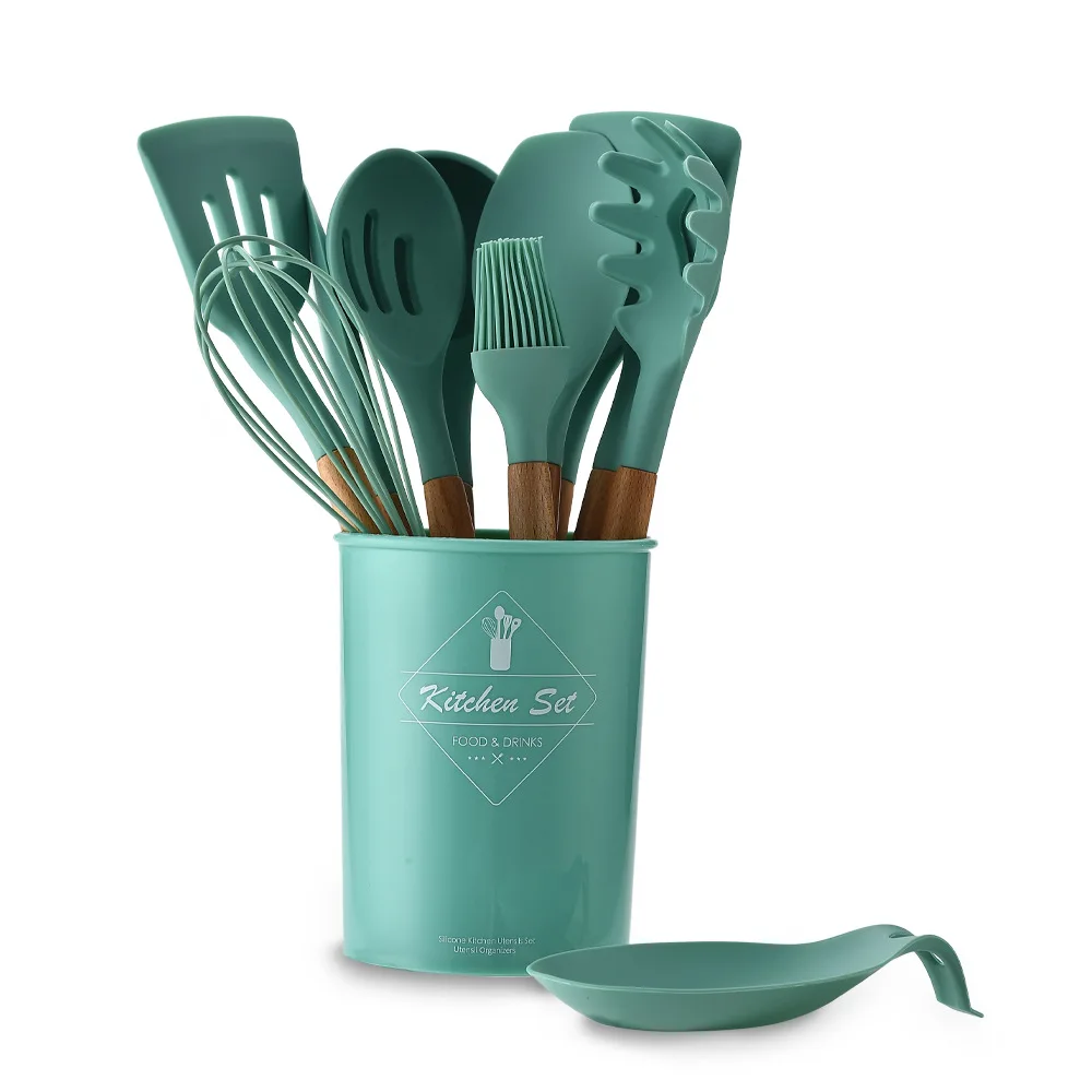 Kitchen Utensil Set Silicone Cooking Utensils 10/11/12 Piece Cooking Utensils Set with Bamboo Wood Handles for Nonstick Cookware
Kitchen Utensil Set Silicone Cooking Utensils 10/11/12 Piece Cooking Utensils Set with Bamboo Wood Handles for Nonstick Cookware