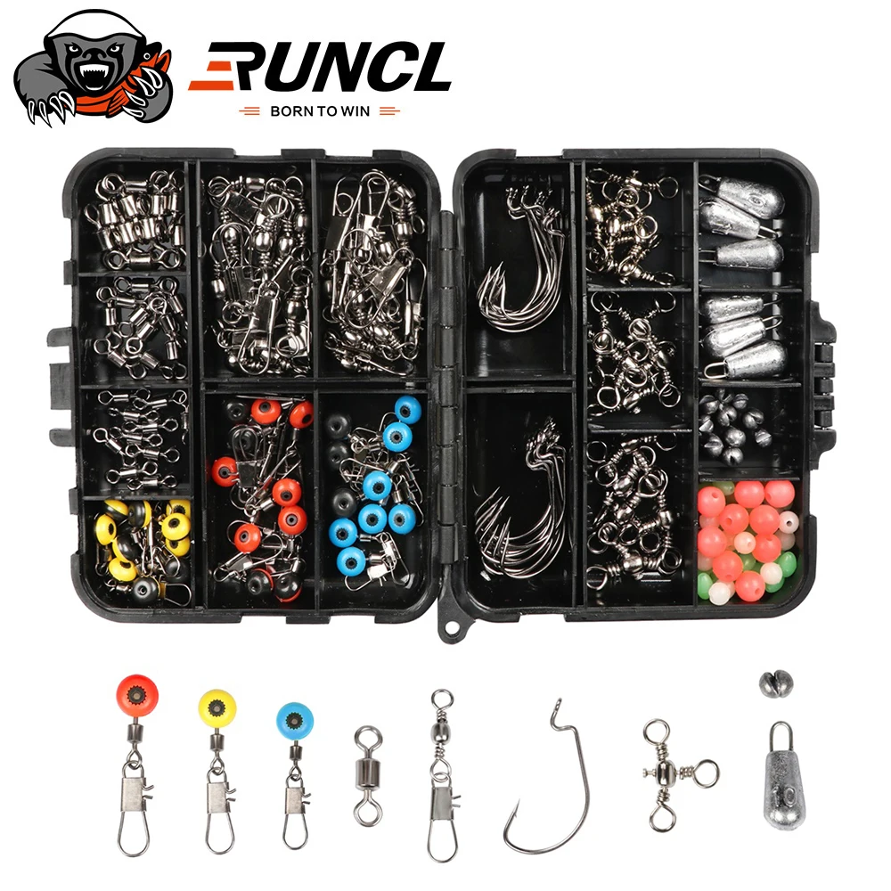 RUNCL 170pcs Fishing Accessories Kit Including Jig Hooks fishing Sinker weights fishing Swivels Snaps with fishing tackle box
RUNCL 170pcs Fishing Accessories Kit Including Jig Hooks fishing Sinker weights fishing Swivels Snaps with fishing tackle box