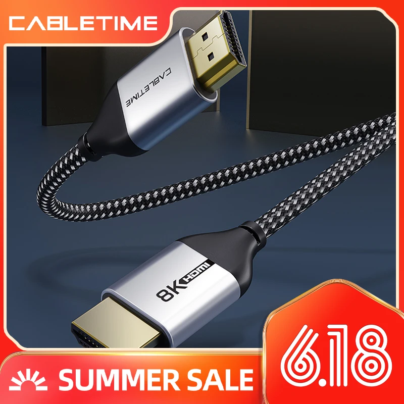 Кабель CABLETIME 8K HDMI совместимый с M/M 8K/60Hz 2 1 видео 48 Гбит/с 60 Гц сплиттер для проектора