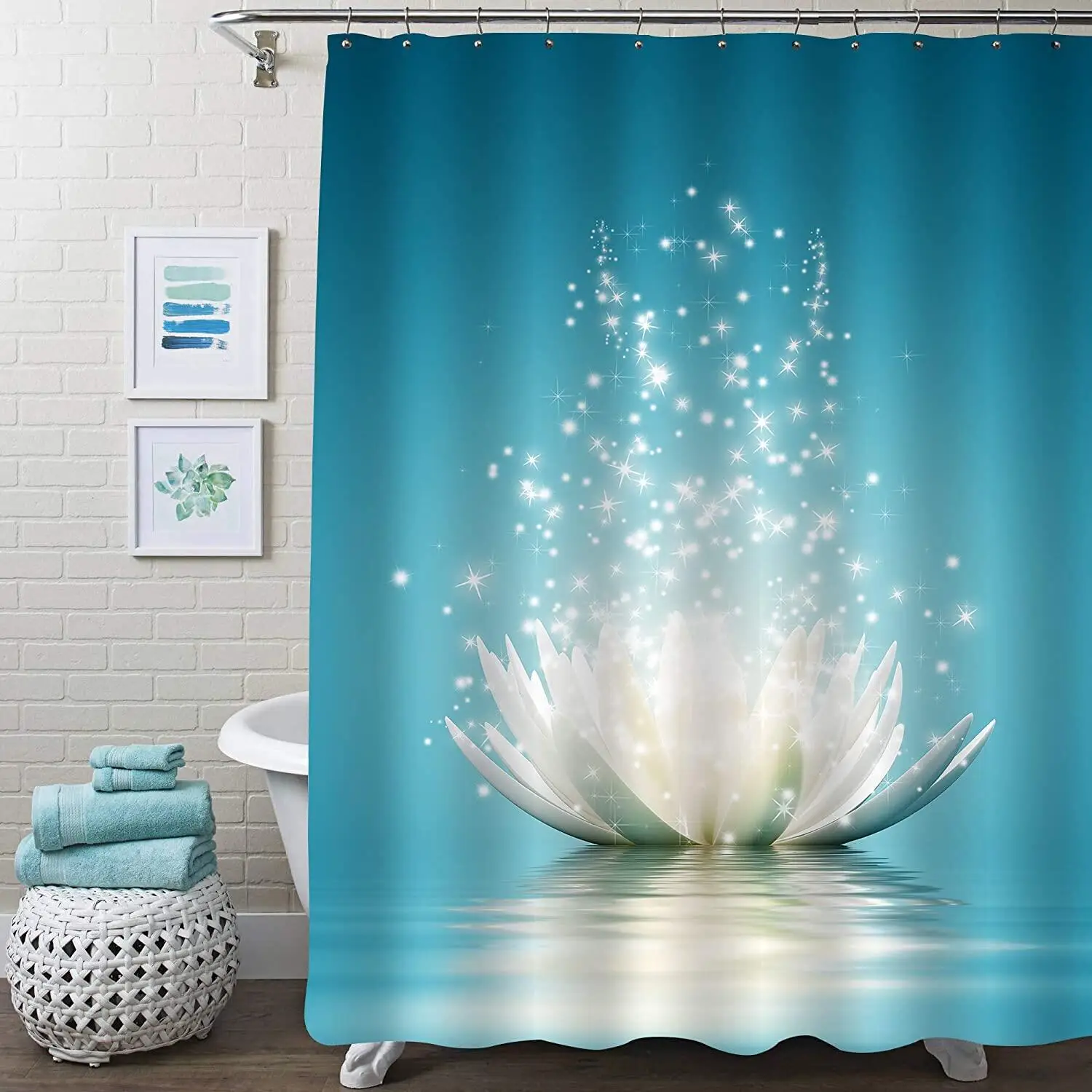 White Lotus Flower Shower Curtains for Zen Spa Bathroom Decor, Asian Floral Polyester Bath Curtain Set, Gift for Women and Girls 
White Lotus Flower Shower Curtains for Zen Spa Bathroom Decor, Asian Floral Polyester Bath Curtain Set, Gift for Women and Girls