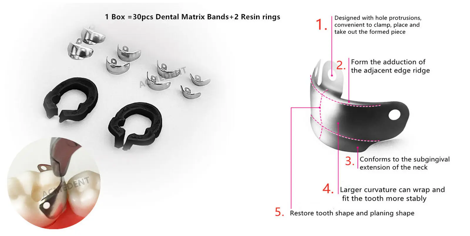 30+2 Dental Sectional Matrix Contoured Matrice Triodent Style Clip Ring Matrices
30+2 Dental Sectional Matrix Contoured Matrice Triodent Style Clip Ring Matrices