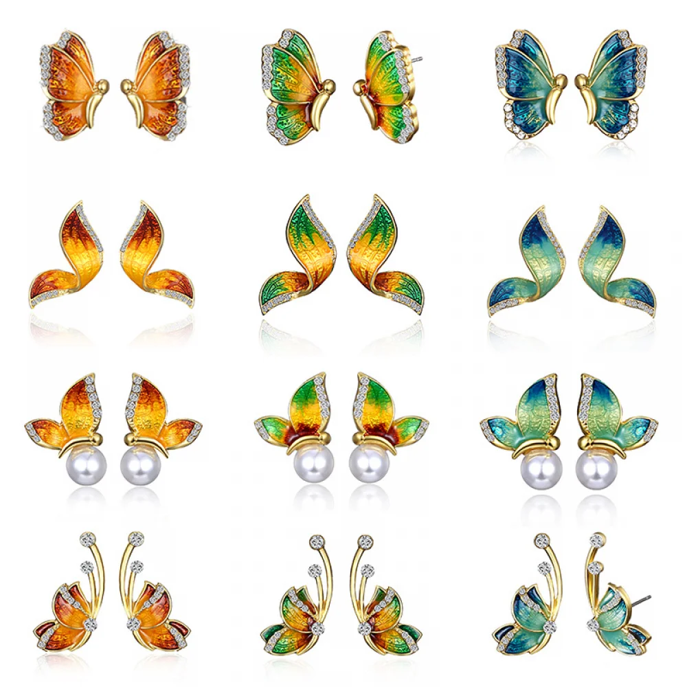 Creative Butterfly Shape Stud Earrings For Women Golden Enamel Crystal Pearl Earrings Women Wedding Jewelry Anniversary Gifts
Creative Butterfly Shape Stud Earrings For Women Golden Enamel Crystal Pearl Earrings Women Wedding Jewelry Anniversary Gifts