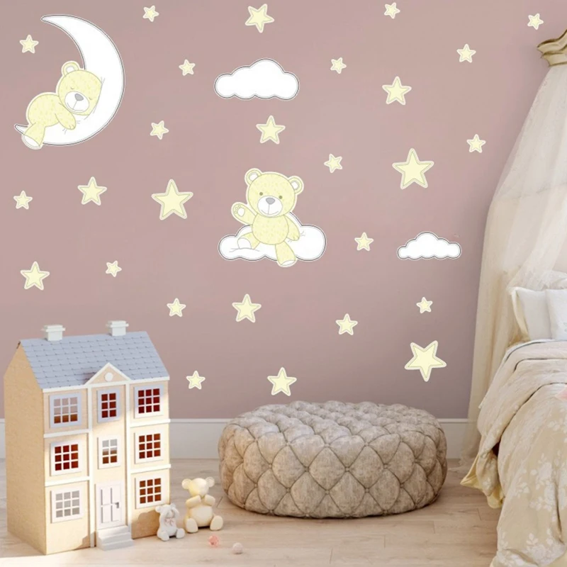 Cute Moon Stars Bear Wall Stickers For Kids Baby Room Home Nursery Art Decorative Sticker Papers Children Bedroom Decals Murals 
Cute Moon Stars Bear Wall Stickers For Kids Baby Room Home Nursery Art Decorative Sticker Papers Children Bedroom Decals Murals