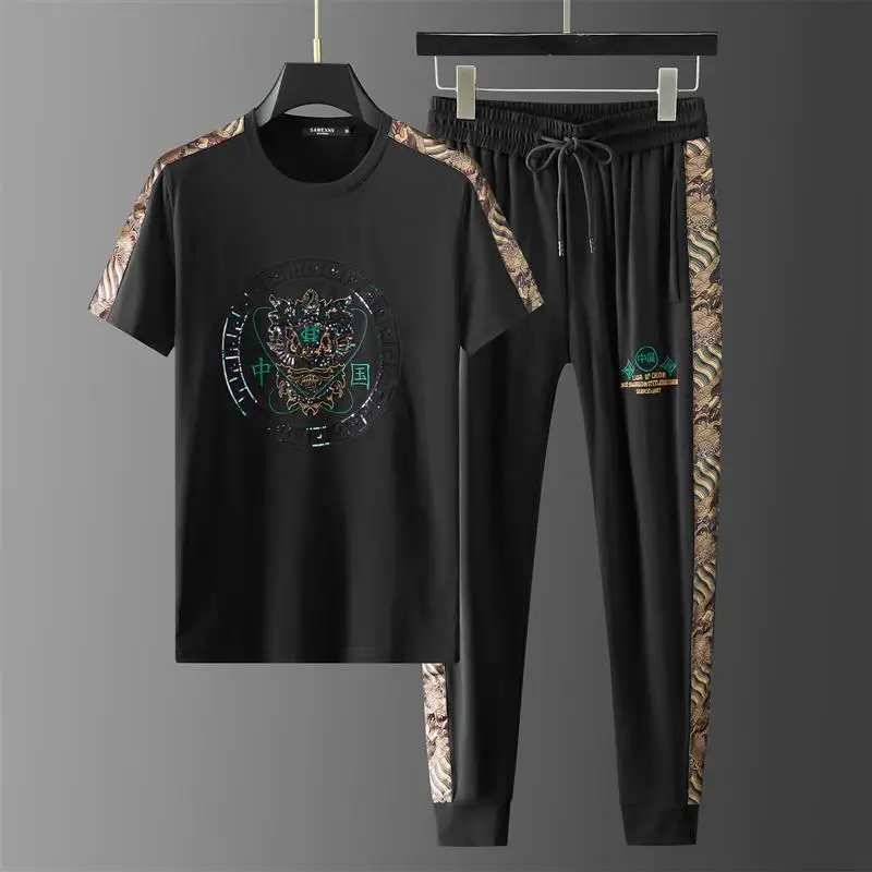 Chinese style embroidered short-sleeved t-shirt suit men's summer personality handsome casual sports plus size two-piece suit
Chinese style embroidered short-sleeved t-shirt suit men's summer personality handsome casual sports plus size two-piece suit