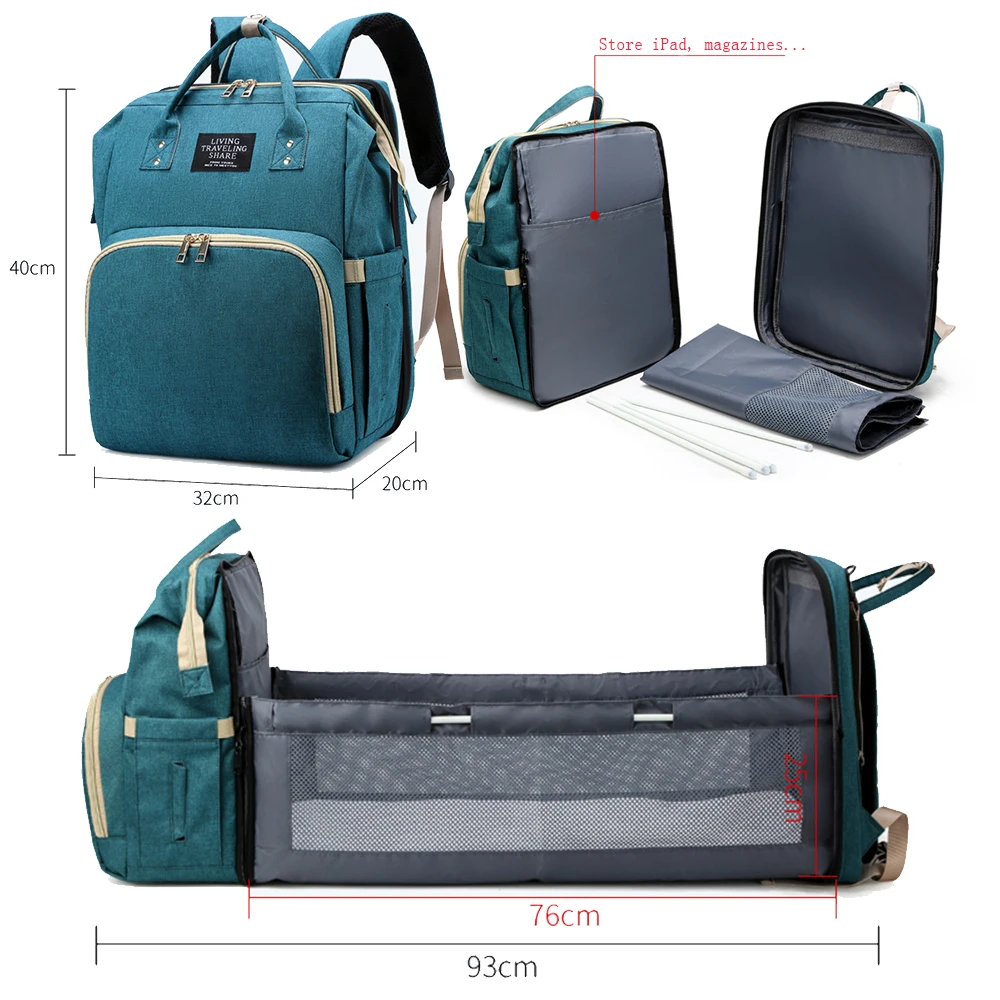 

2 in 1 Baby Portable Cot Bed Multifunctional Travel Baby Nappy Diaper Bag for Mom Maternity Backpack Mummy Bag Newborn Crib