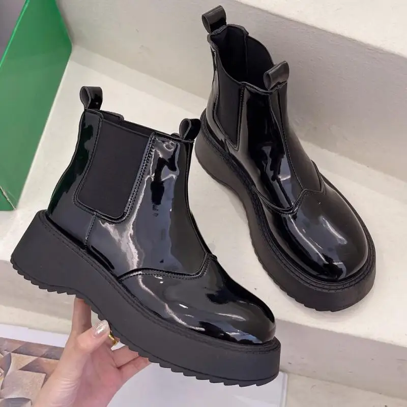 

2022 New Chelsea Boots Thick Soled British Style Motorcycle Fashion Platform Women Ankle Ytmtloy Round Toe Botines De Mujer