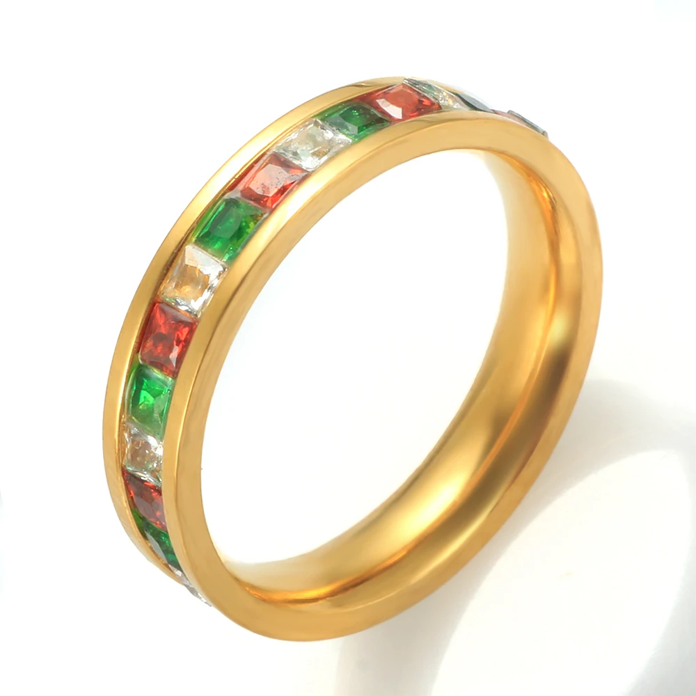 New Trendy Non Tarnished Stainless Steel Colorful Zircon Ring Rose Black Gold Color CZ Stone Ring for Women Girls Birthday Gift
New Trendy Non Tarnished Stainless Steel Colorful Zircon Ring Rose Black Gold Color CZ Stone Ring for Women Girls Birthday Gift