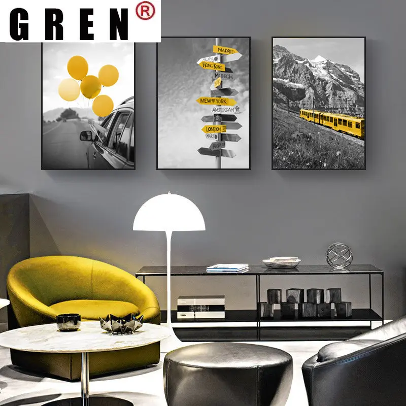 GREN Black White Photo Landscape Life Picture Nordic Canvas Painting Wall Art Yellow Scenery Art Print Living Room Home Decor
GREN Black White Photo Landscape Life Picture Nordic Canvas Painting Wall Art Yellow Scenery Art Print Living Room Home Decor