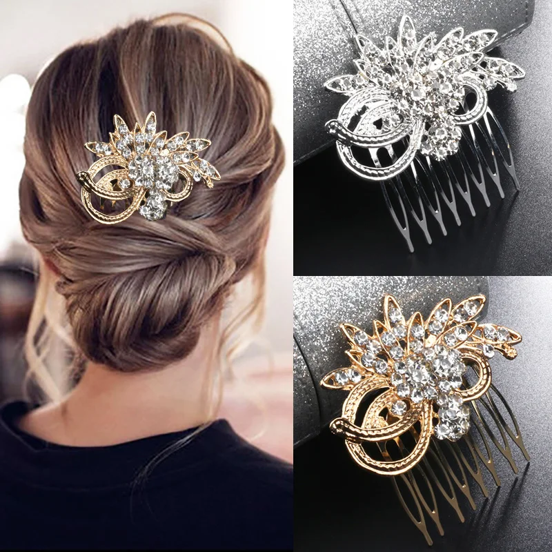 

Fashion Women Imitation Pearls Rhinestones Alloy Hair Combs Sticks Hair Accessories DIY Hairstyle Holder Pin Comb Clip Hairpin