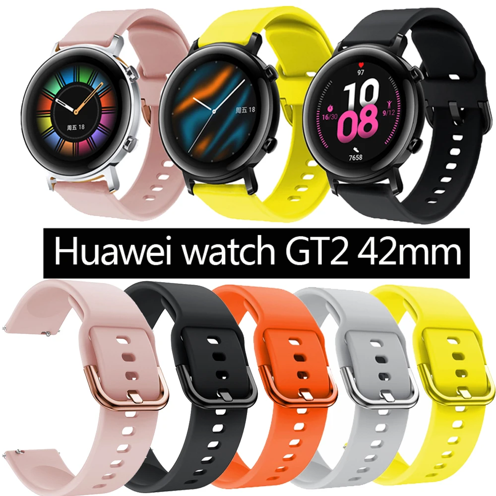 Ремешок силиконовый для наручных часов Huawei Watch GT2 GT 2 42 мм 46 браслет смарт 20 22
