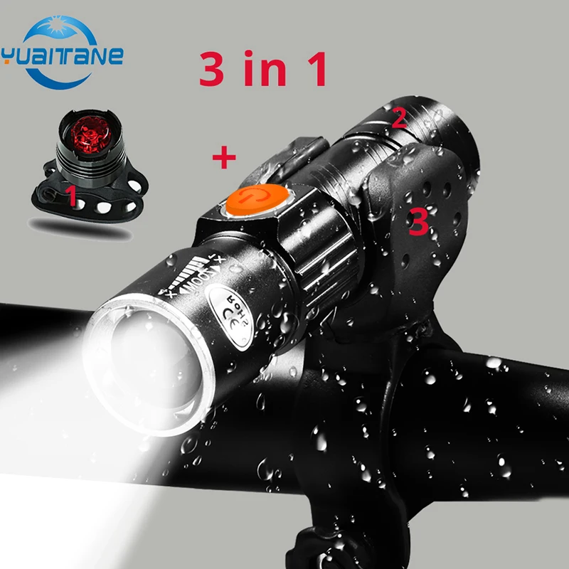 3 in1 8000 Lumen Bike Bicycle Light Set USB rechargeable LED Waterproof Super Bright Zoom Headlight Rear light MTB Bike Light
3 in1 8000 Lumen Bike Bicycle Light Set USB rechargeable LED Waterproof Super Bright Zoom Headlight Rear light MTB Bike Light