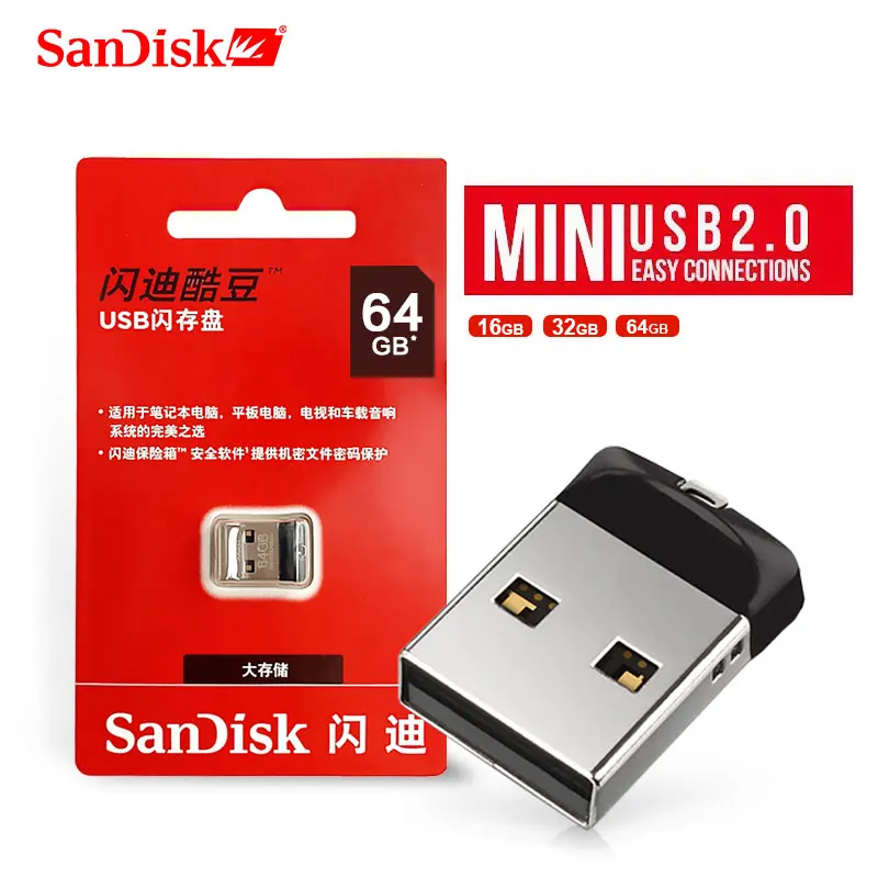 SanDisk USB флеш накопитель 32 Гб мини флешки 8 16 64 ГБ 2 0 Флешка Поддержка официальной