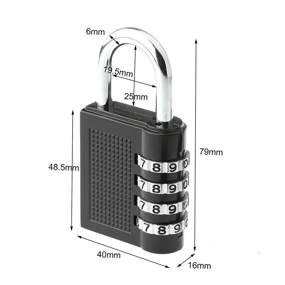 Heavy Duty 4 Dial Digit Combination Lock Weatherproof Security Padlock Outdoor Gym Safely Code Lock Black
Heavy Duty 4 Dial Digit Combination Lock Weatherproof Security Padlock Outdoor Gym Safely Code Lock Black