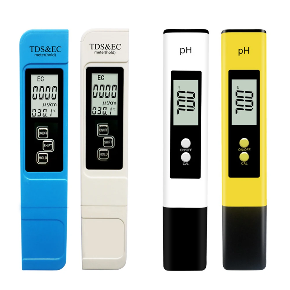 

2pcs PH Meter EC TDS Meter PH Tester for Aquarium Pool Water Quality Analytical Measuring 0.0-14PH Water Purity PPM Filter