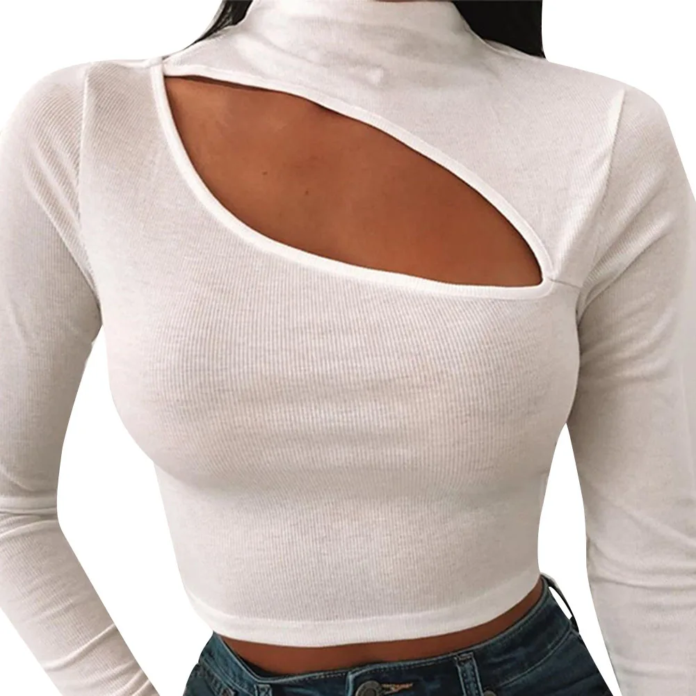 Women High Neck Crop Shirts Front Cut out Long Sleeve Ribbed Knit Short Blouse Tops
Women High Neck Crop Shirts Front Cut out Long Sleeve Ribbed Knit Short Blouse Tops